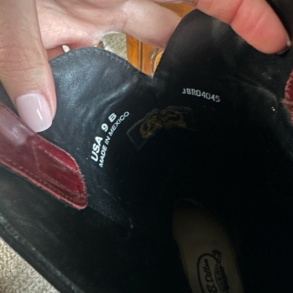 J.B. Dillon Red Heeled Boots with Intricate Embroidery - Picture 5 of 5